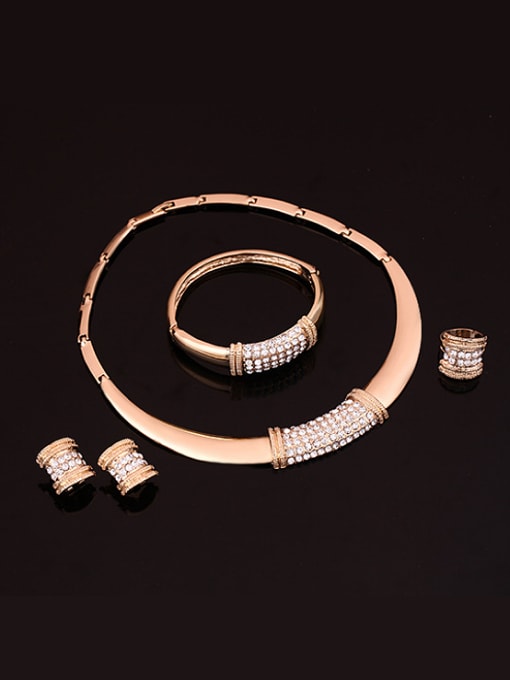 BESTIE 2018 Alloy Imitation-gold Plated Fashion Rhinestones Four Pieces Jewelry Set 1
