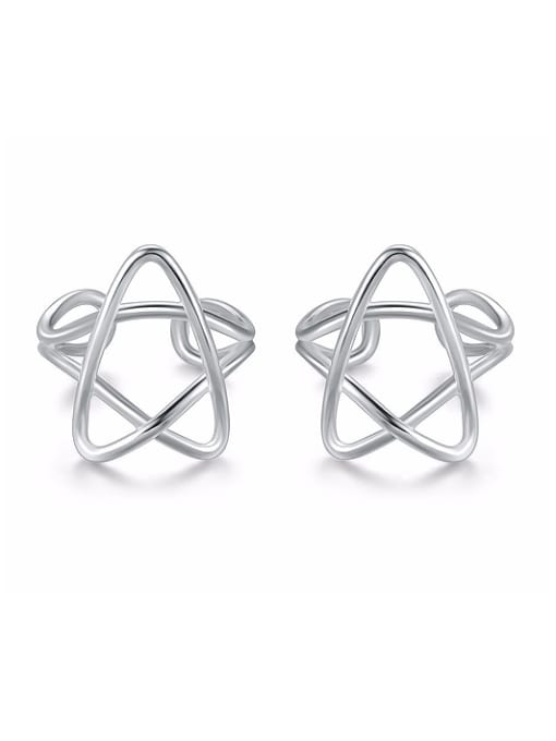 ZK Simple Hollow Star 925 Sterling Silver Clip on Earrings 0
