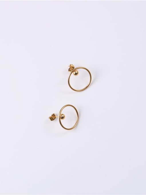 GROSE Titanium With 14k Gold Plated Simplistic Round Stud Earrings 2