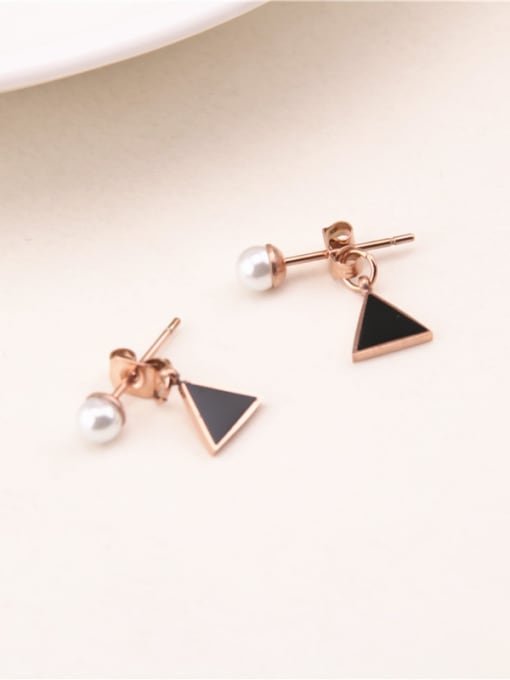 GROSE Black Triangle Artificial  Pearl Earrings 1