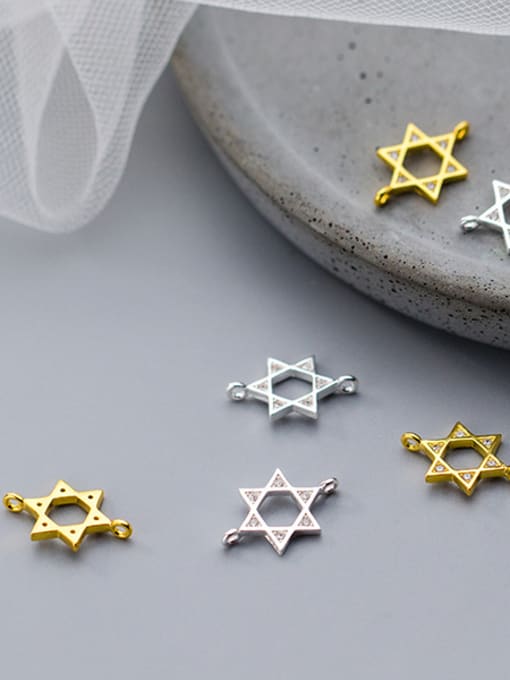 FAN 925 Sterling Silver With 18k Gold Plated Simplistic Geometric Connectors 0