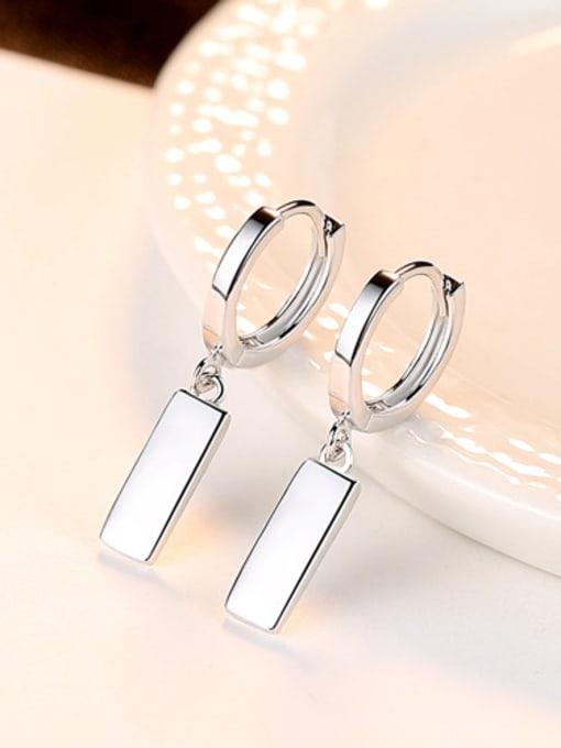 sliver 925 Sterling Silver With Platinum Plated Simplistic Geometric Clip On Earrings