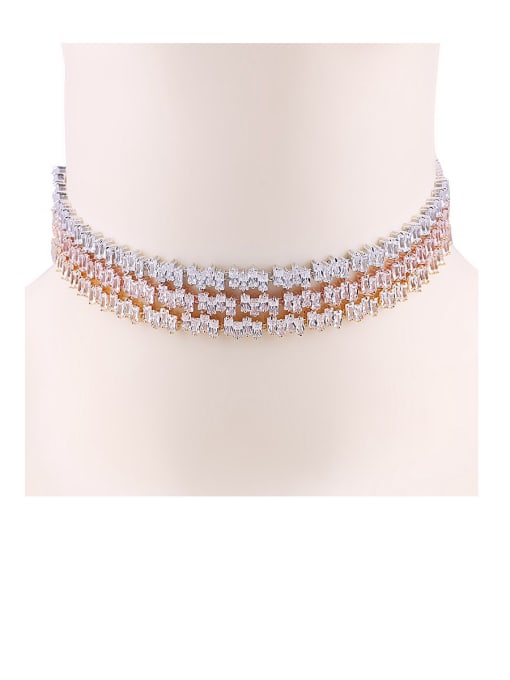 Mo Hai Copper With Cubic Zirconia  Personality Geometric Chokers Necklace 0