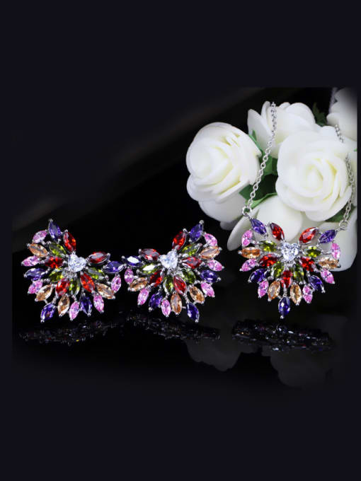Colorful Colorful Zircon Heart Shaped Jewelry Set