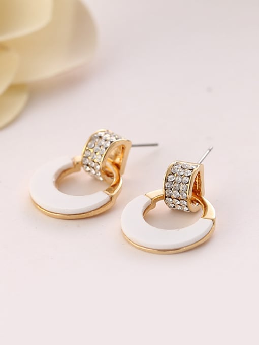 Wei Jia Fashion White Acrylic Cubic Rhinestones Alloy Stud Earrings 1