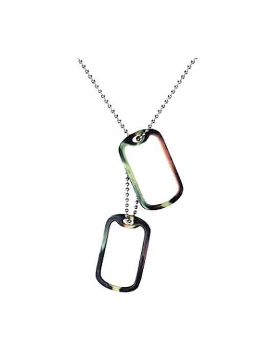 CONG Men Personality Tag Shaped Titanium Silicon Necklace 0
