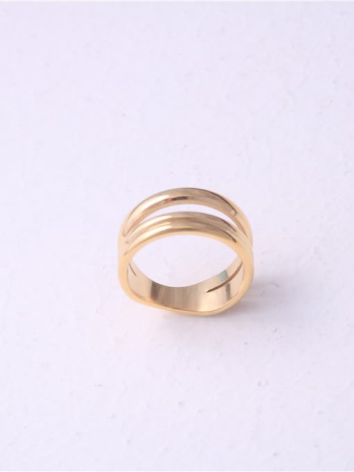 GROSE Titanium With Gold Plated Simplistic Smooth Round Band Rings 0