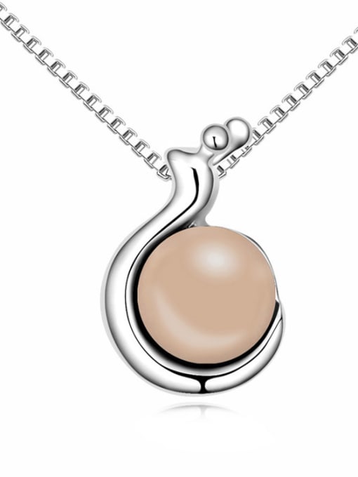 nude Simple Imitation Pearl-accented Alloy Necklace