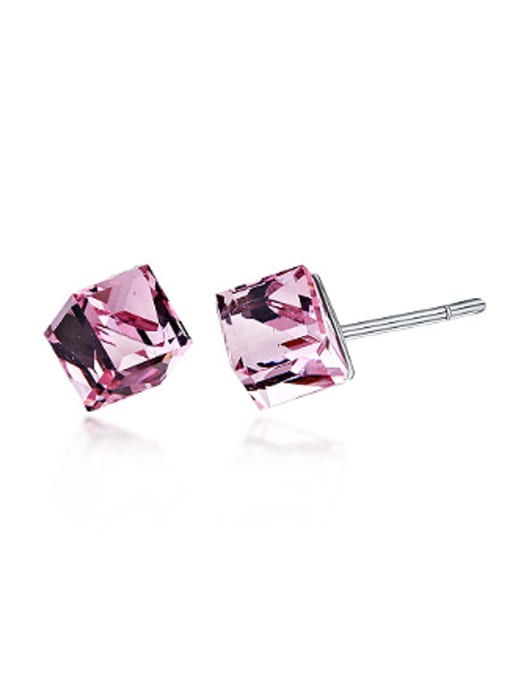 pink Simple Cubic Austria Crystal Stud Earrings