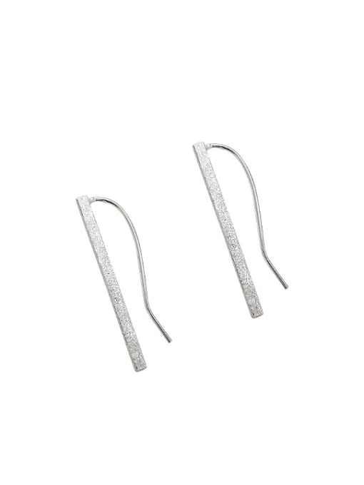 DAKA Simple Slim Square Bar Polish Silver Earrings 0