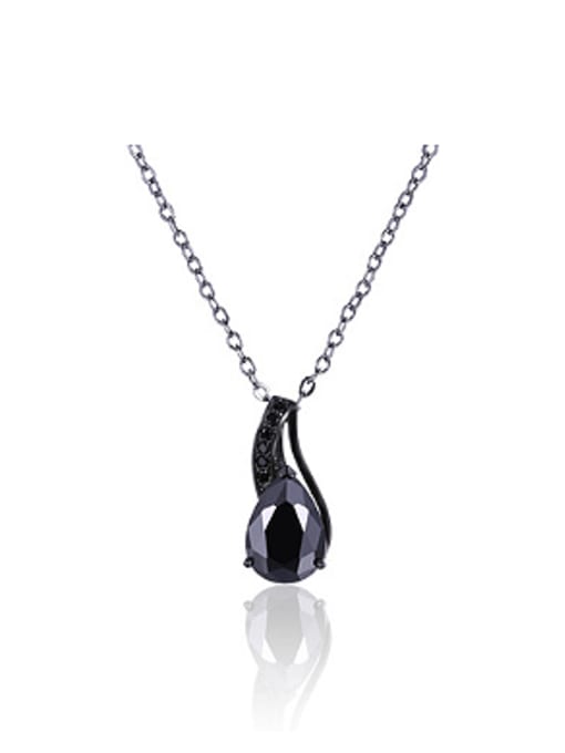 Black Fashion Water Drop Shaped Zircon Necklace