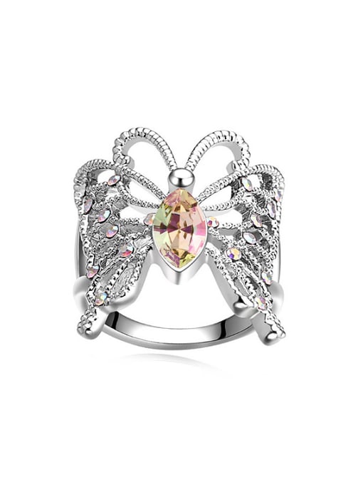 QIANZI Exaggerated austrian Crystals Butterfly Alloy Ring 2