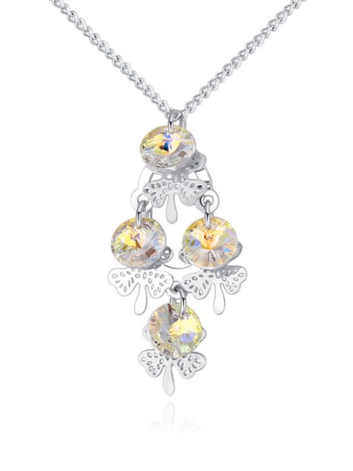white Fashion Cubic austrian Crystals Flowers Pendant Alloy Necklace