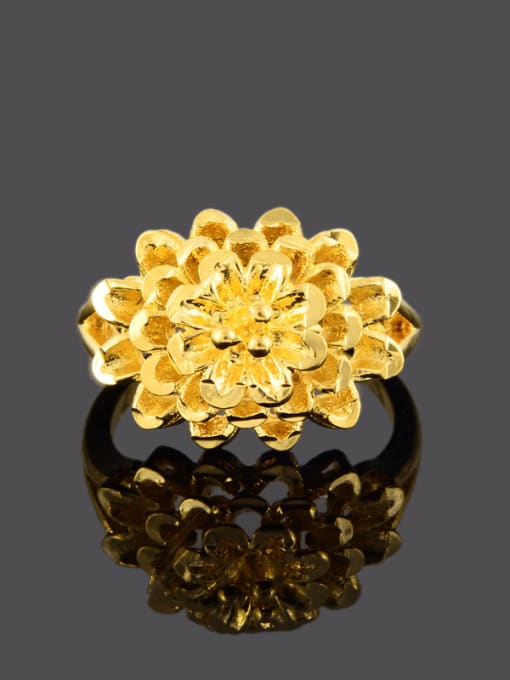 Yi Heng Da Luxury 24K Gold Plated Flower Shaped Copper Ring 1