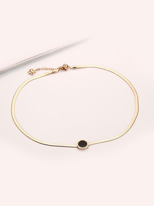 CONG Fashionable Rose Gold Plated Round Shaped Enamel Titanium Bracelet 0