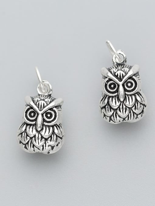 FAN 925 Sterling Silver With Antique Silver Plated Cute Owl Charms 1