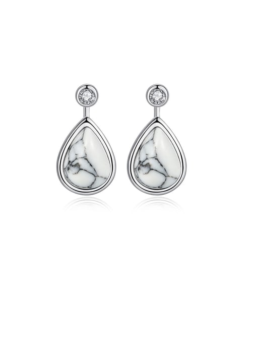 CCUI 925 Sterling Silver With Platinum Plated Simplistic Water Drop Drop Earrings 0