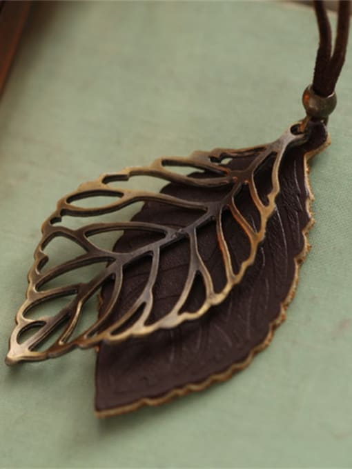 Dandelion Women Double Leaf Shaped Necklace 1