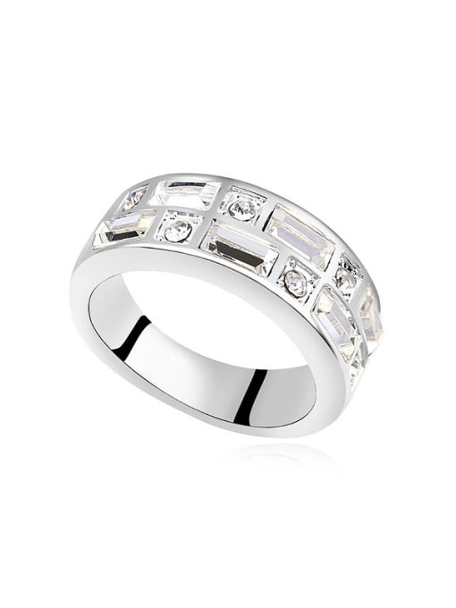 QIANZI Simple austrian Crystals Platinum Plated Alloy Ring 0