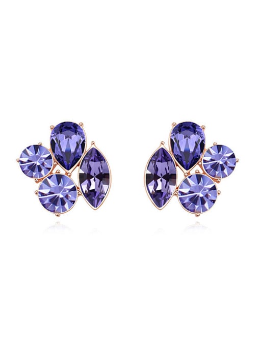 purple Personalized Geometrical austrian Crystals Alloy Stud Earrings