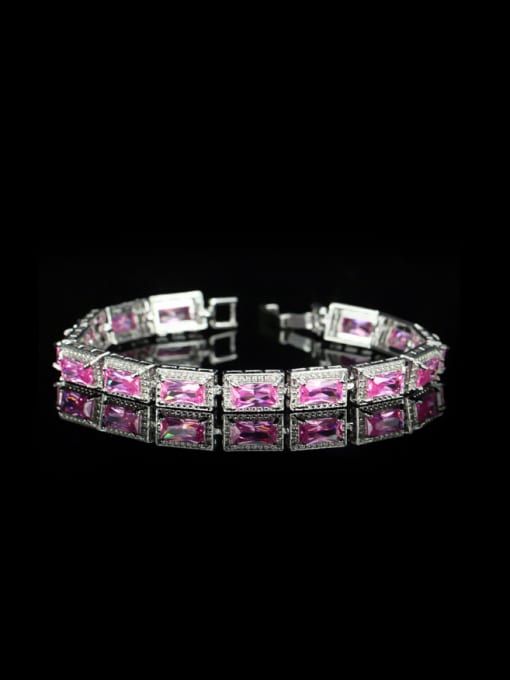 Pink Fashion Rectangle Color Zircons Bracelet