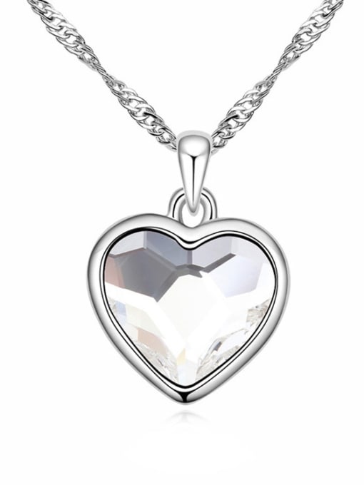 White Simple Heart austrian Crystal Pendant Alloy Necklace