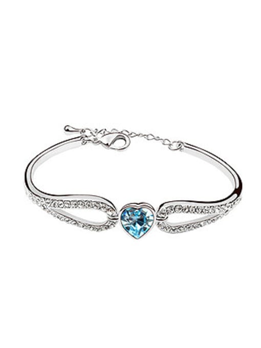 light blue Elegant Shiny austrian Crystals Heart Alloy Bracelet