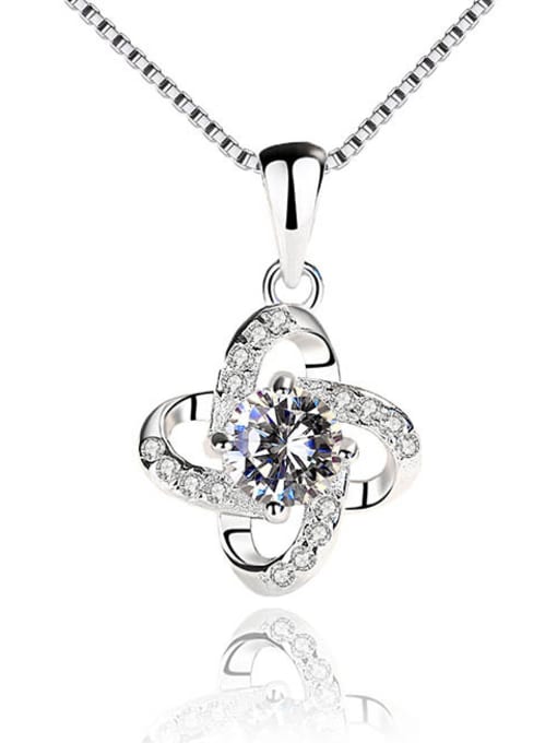 Peng Yuan Fashion Shiny Cubic Zirconias Flowery 925 Silver Pendant