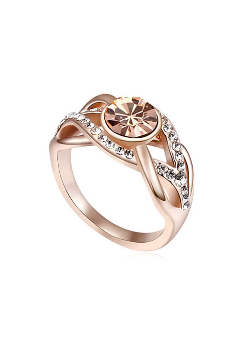 QIANZI Fashion Cubic austrian Crystals Champagne Gold Plated Ring