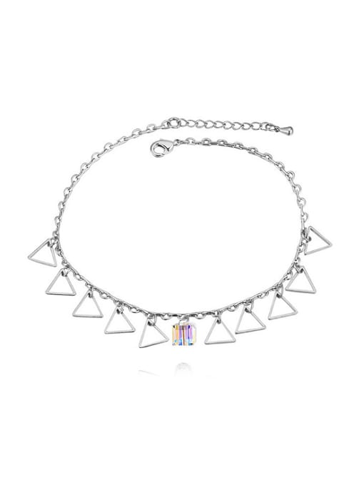 QIANZI Simple Hollow Triangle Cubic austrian Crystal Platinum Plated Anklet 0