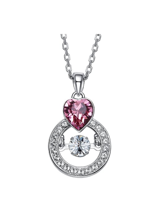 Pink Fashion Heart austrian Crystal Cubic Zirconias 925 Silver Pendant