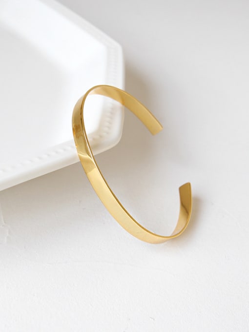 DAKA Sterling silver minimalist gold glossy open bracelet 0