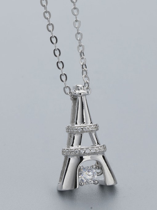 One Silver Tower Shaped Necklace 2