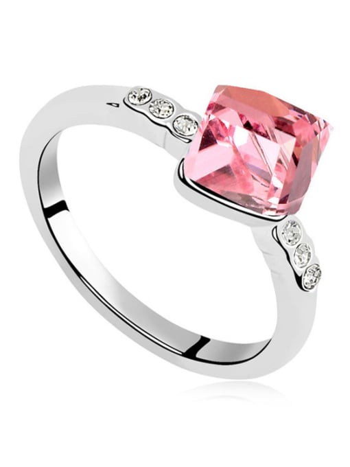 pink Simple Cubic austrian Crystal Alloy Ring