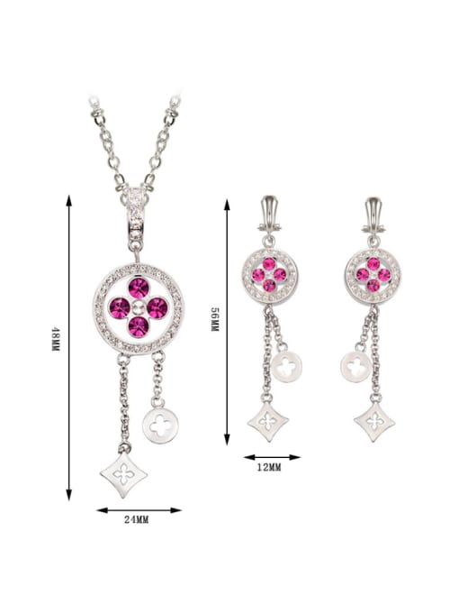 BESTIE Alloy White Gold Plated Fashion Rhinestones Geometric Two Pieces Jewelry Set 2