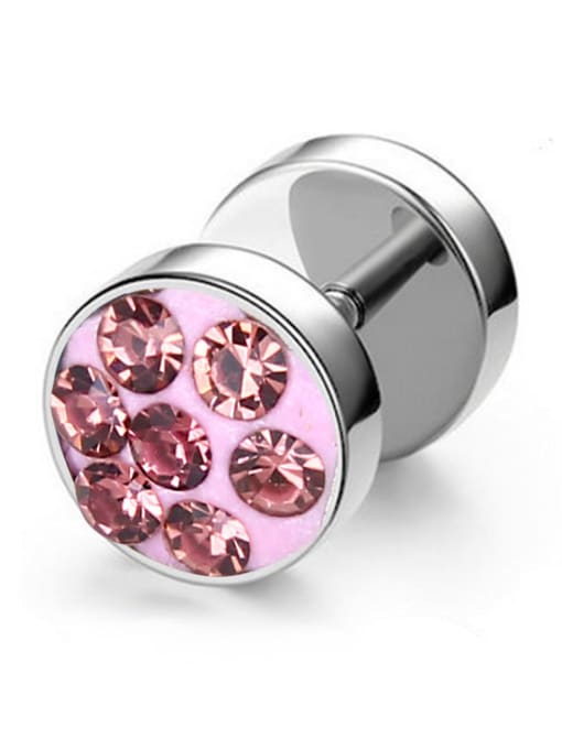 Pink Stainless Steel With Fashion Round Stud Earrings