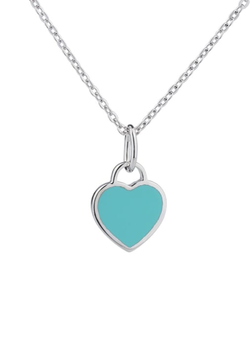 Blue 925 Sterling Silver With  Enamel  simple fashion Locket Necklace