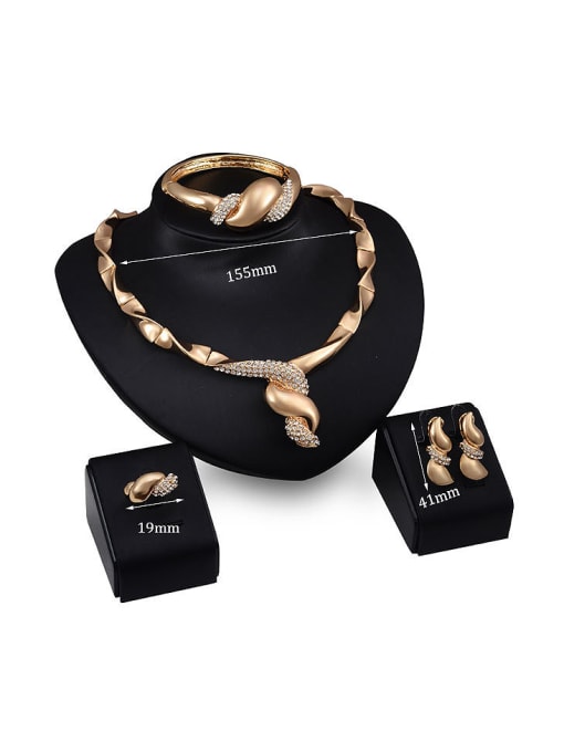 BESTIE Alloy Imitation-gold Plated Fashion Screw-shaped CZ Four Pieces Jewelry Set 2