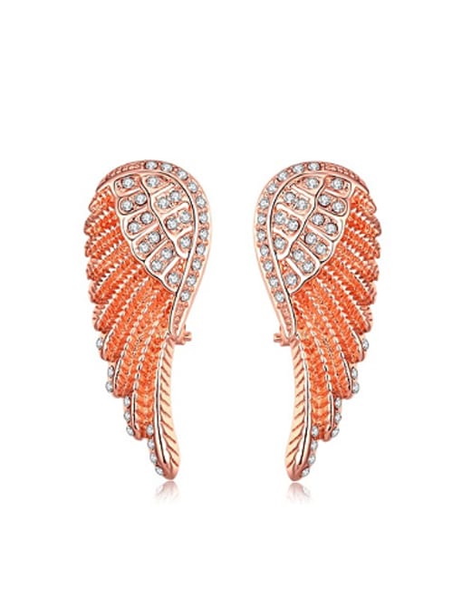 Rose Gold Personalized Wings Crystal Stud Earrings