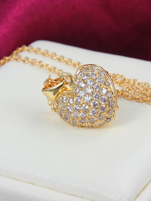 SANTIAGO Noble 18K Gold Plated Heart Shaped Zircon Necklace 1