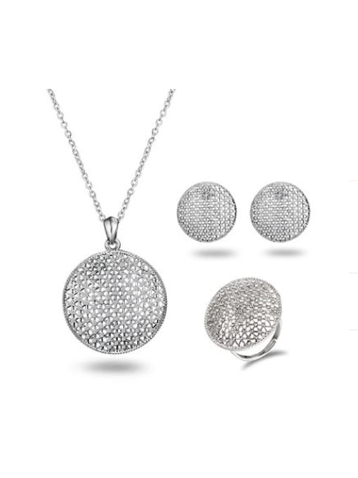 SANTIAGO Women Exquisite Hollow Design Round Zircon Three Pieces Jewelry Set 0