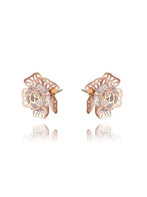 Ronaldo Charming Flower Shaped AAA Zircon Stud Earrings