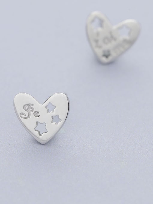 One Silver Women Delicate Heart Shaped Earrings 2