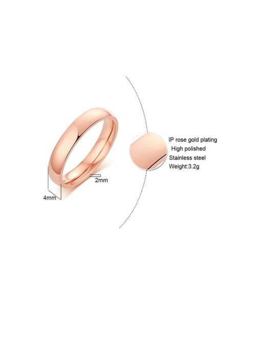 CONG Stainless Steel With Rose Gold Plated Simplistic Round Band Rings 2
