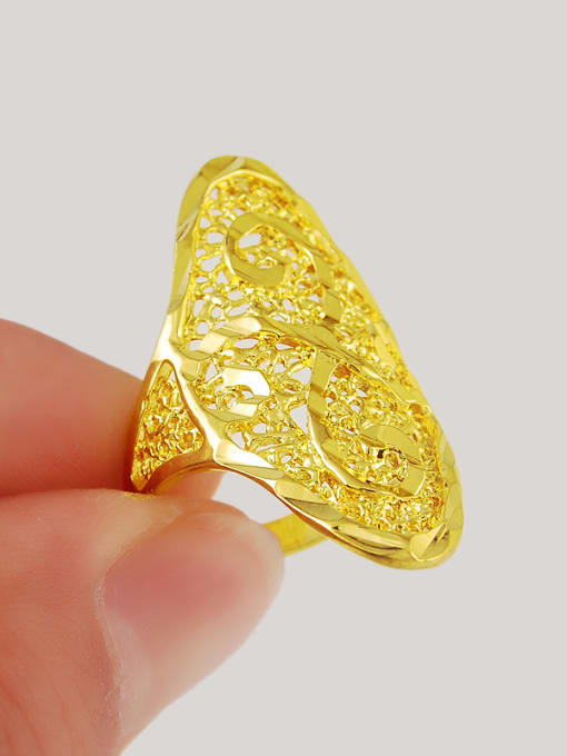 Yi Heng Da Exaggerated Hollow Geometric Design 24K Gold Plated Ring 2