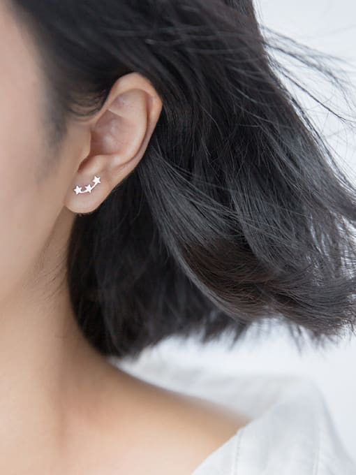 Rosh Women Elegant Star Shaped S925 Silver Stud Earrings 1