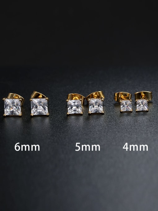 UNIENO Sterling Silver Square zircons 3MM 4MM 5MM 6MM studs 0