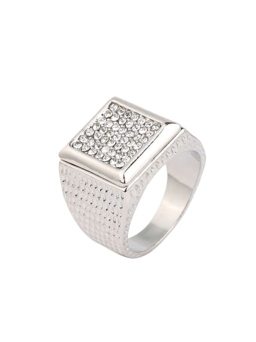 Gujin Personalized Cubic Crystals Silver Plated Alloy Ring 0