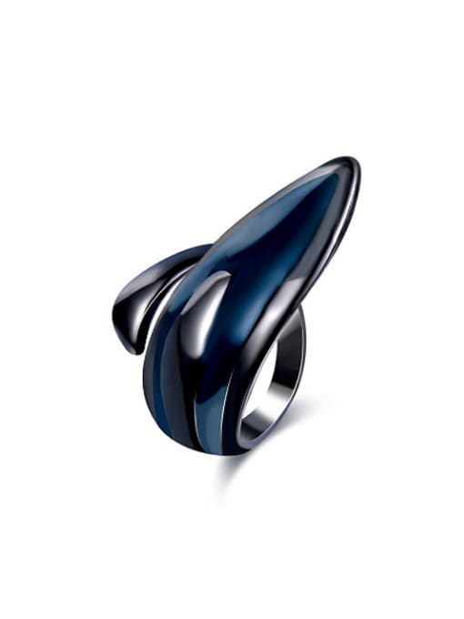 Ronaldo Personality Black Gun Plated Leaf Enamel Ring