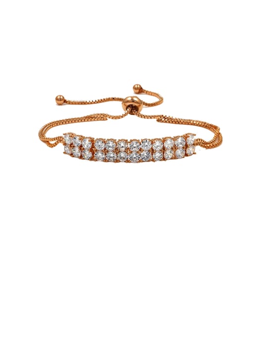Rose Gold Copper With Cubic Zirconia  Simplistic Geometric adjustable Bracelets